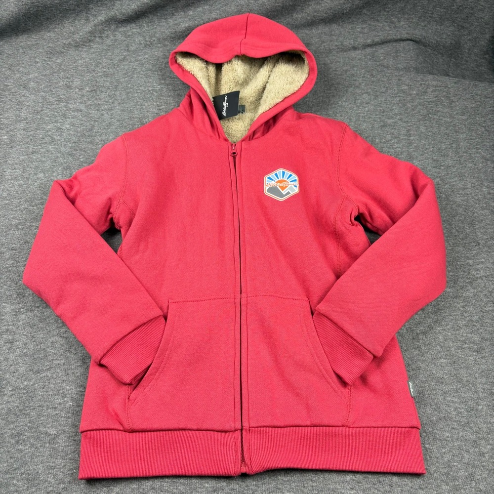 NWT Eddie Bauer Youth Lg. Camp Fleece Full Zip‎ Hoodie Gorpcore Kangaroo Pocket